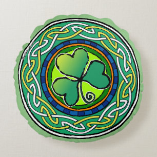 Ierse shamrock rond kussen