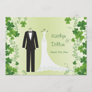 Ierse shamrock, smoking & town bruiloft douche kaart