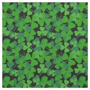 Ierse shamrock, zwart, groene klaver stof print
