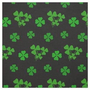 Ierse shamrock, zwart, groene klaver stof print 5