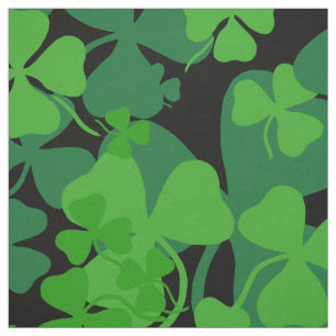 Ierse shamrock, zwart, klaverstof print 10c stof