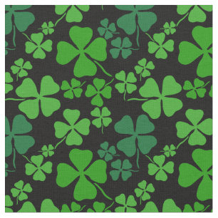 Ierse shamrock-, zwarte, groene klaverafdruk stof