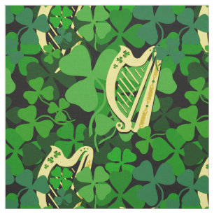 Ierse shamrock, zwarte, Ierse harpstof print 6L Stof