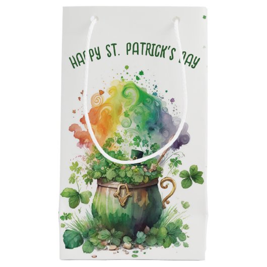 Ierse Shamrocks en Rainbow Pot Klein Cadeauzakje (Voorkant)