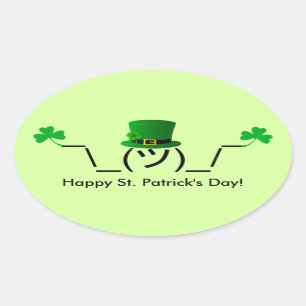 Ierse Smugshrug Holding Shamrocks Ovale Sticker