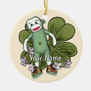 Ierse Sock Monkey Keramisch Ornament