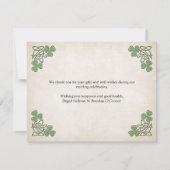 Ierse St. Patrick's bruiloft Bedankkaart (Achterkant)