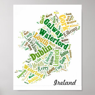 Ierse steden Word Art Poster