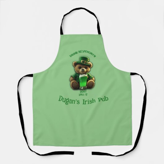 Ierse Teddybeer St Patrick's Day Schort (Voorkant)
