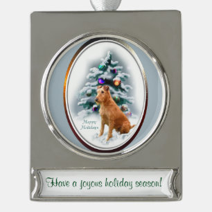 Ierse Terrier gepersonaliseerde Kerstmis Verzilverd Banner Ornament