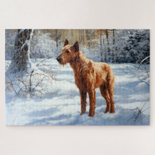 Ierse Terrier Laat het Sneeuwen Kerstmis Legpuzzel