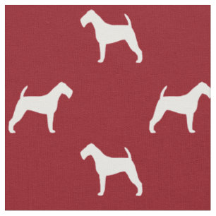 Ierse Terrier Silhouetten Patroon Rood en Wit Stof