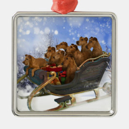 Ierse Terriers Sleigh Ride Metalen Ornament