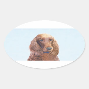 Ierse vereffeningskunst - Cute Original Dog Art Ovale Sticker