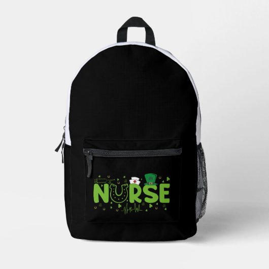 Ierse Verpleegster Stethoscoop Scrub Patricks Dag Bedrukte Rugzak (Voorkant)