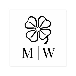 Ierse vierbladige klaver huwelijks koppel initials  zelfinktende stempel