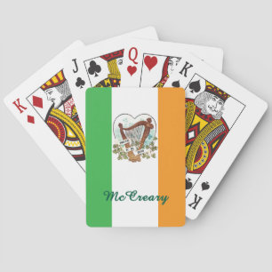 Ierse vlag en harp en Shamrock Custom Pokerkaarten