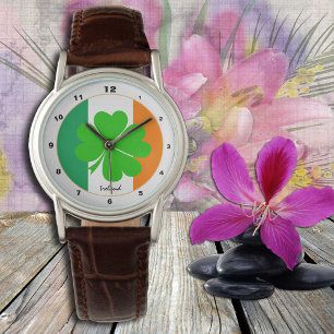 Ierse vlag en Ierse trendy mode/Shamrock Horloge