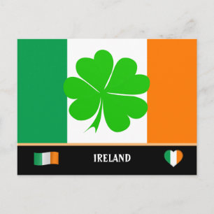 Ierse vlag & geluksblad / Ierland ansichtkaart Briefkaart