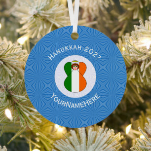 Ierse vlag Hanukkah engel naam jaar Metalen Ornament