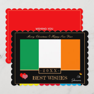 Ierse vlag & Happy New Year/Best Wishes Ierland Feestdagenkaart