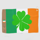 Ierse vlag & Ierland monogrammen Golf Shamrock Golfhanddoek (Horizontaal)