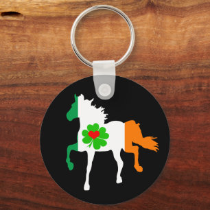 Ierse vlag, Irish Horse run, shamrock /Ireland Sleutelhanger