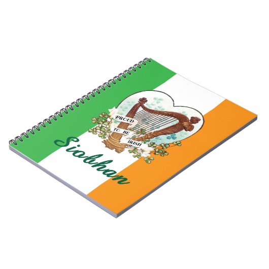 Ierse vlag met  harp en Shamrock Custom Notitieboek (Linkerzijde)