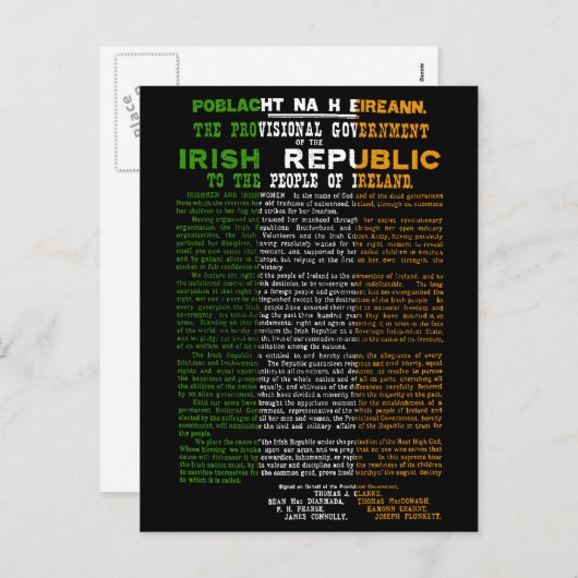 Ierse vlag Pasen Opstand 1916 Proclamatie Feestdagenkaart (Voorkant / Achterkant)