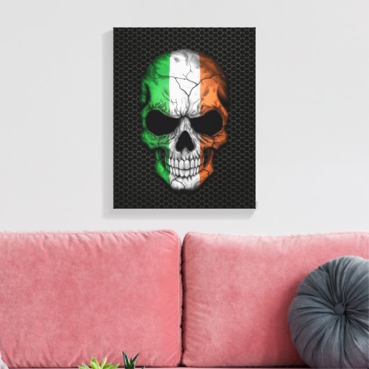 Ierse Vlag Schedel op Staal Mesh Graphic Canvas Afdruk (Insitu (Woonkamer))