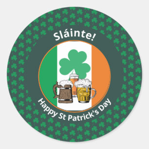 Ierse vlag Shamrock Beers St Patricks Day Ronde Sticker