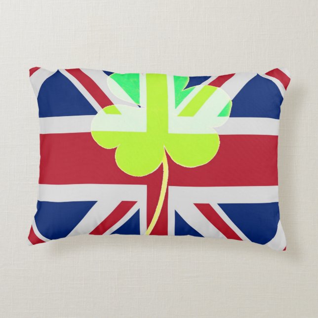 Ierse vlag Shamrock Clover St. Patrick UK Accent Kussen (Achterkant)