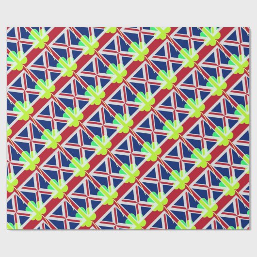 Ierse vlag Shamrock Clover St. Patrick UK Cadeaupapier (Vlak)