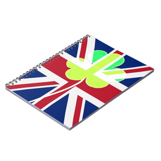 Ierse vlag Shamrock Clover St. Patrick UK Notitieboek (Linkerzijde)