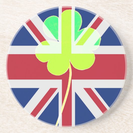 Ierse vlag Shamrock Clover St. Patrick UK Zandsteen Onderzetter (Voorkant)