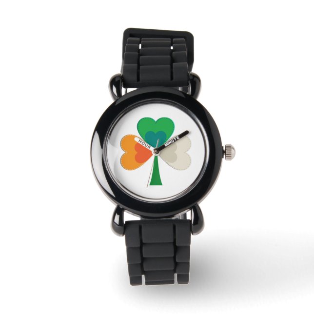 Ierse vlag Shamrock Horloge (Voorkant)