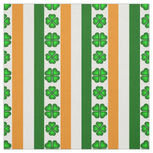 Ierse vlag/Sinaasappel, wit en groen, shamrocks Stof