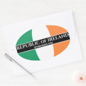 Ierse vlag Vlag ingesteld in 1922 Witte tekst Ovale Sticker (Envelop)