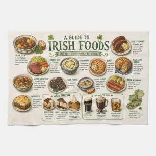 Ierse Voedselgids Traditionele Culinaire Illustrat Theedoek