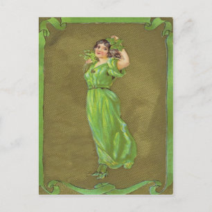 Ierse Vrouw Shamrock Briefkaart
