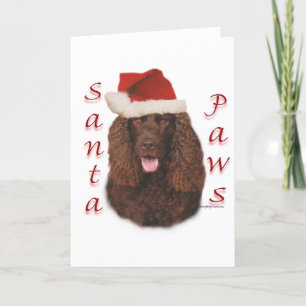 Ierse Water Spaniel Santa Paws Feestdagen Kaart