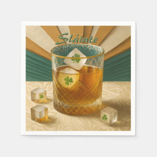 Ierse Whiskey Tumbler Klaver Ijs "Sláinte!" Servet
