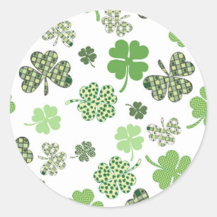  Ierse witte en groene klavers Ronde Sticker