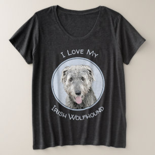 Ierse Wolfhound-schildering - Kute Original Dog Ar Grote Maat T-shirt