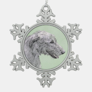 Ierse Wolfhound-schildering - Kute Original Dog Ar Tin Sneeuwvlok Ornament