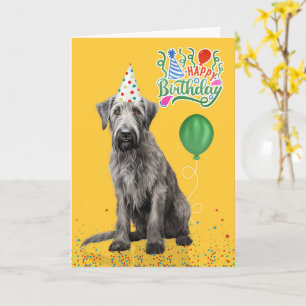 Ierse Wolfshond Hond Feesthoed Geel Verjaardag Kaart