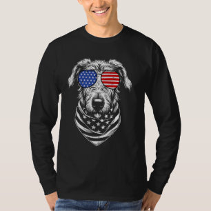 Ierse Wolfshond hond Patriottisch 4 juli Amerikaan T-shirt