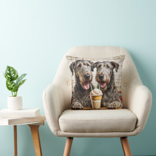 Ierse Wolfshond Honden Delen Een Milkshake Kussen