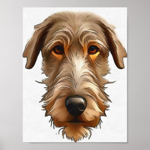 Ierse Wolfshond Huisdier Portret Zwarte Omlijning Poster