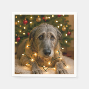 Ierse Wolfshond in de Kerstverlichting Verward Servet